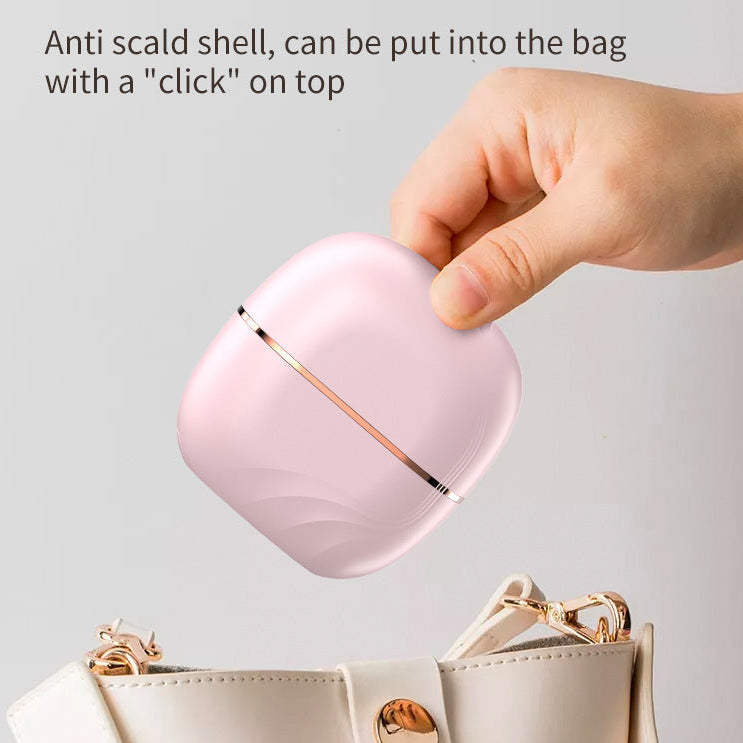 Anti scald shell being put into a bag with text instructions on a gray background