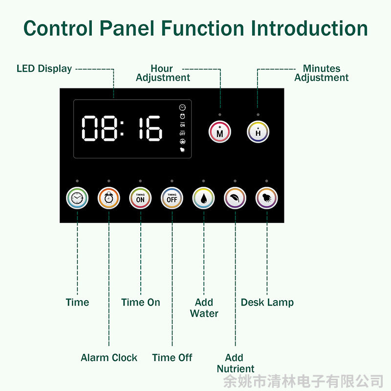 NEW Smart Hydroponics Vegetable Soilless Planter (12-hole LCD Plant Growth Lamp)