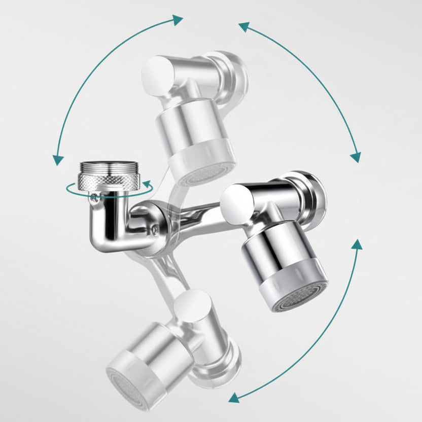 Chrome kitchen faucet with 360-degree rotation on a white background